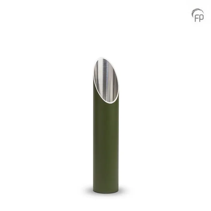 Tuinornament-urn olijfgroen — aluminium kolom (klein) - view 1