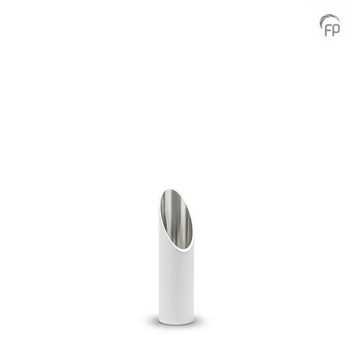 Mini-urn kaarshouder wit — aluminium pilaar (medium) - view 1
