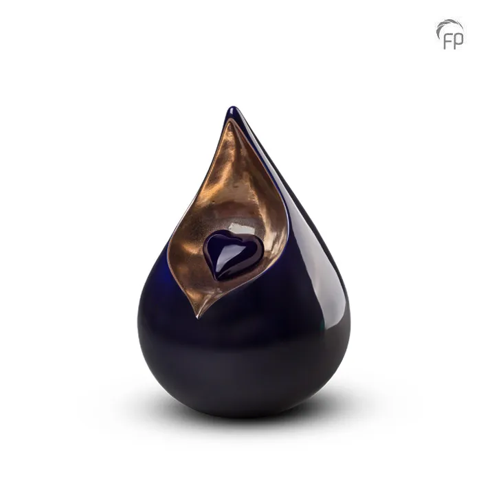 Keramische urn Celest — kobaltblauw met goud (medium) - view 1