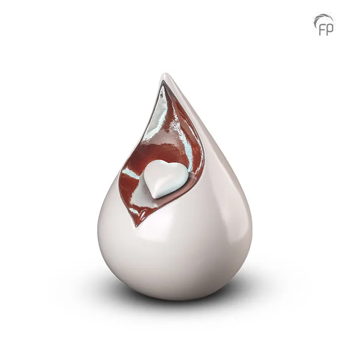 Keramische urn Celest — wit met bruinrood (medium) - view 1
