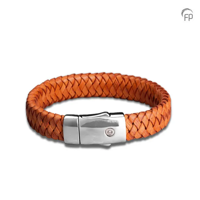 Embrace as-armband Roodoranje — gevlochten leer (zwaar) - view 1