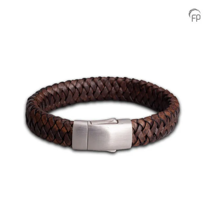 Embrace as-armband Donkerbruin — gevlochten leer 1,2 cm - view 1