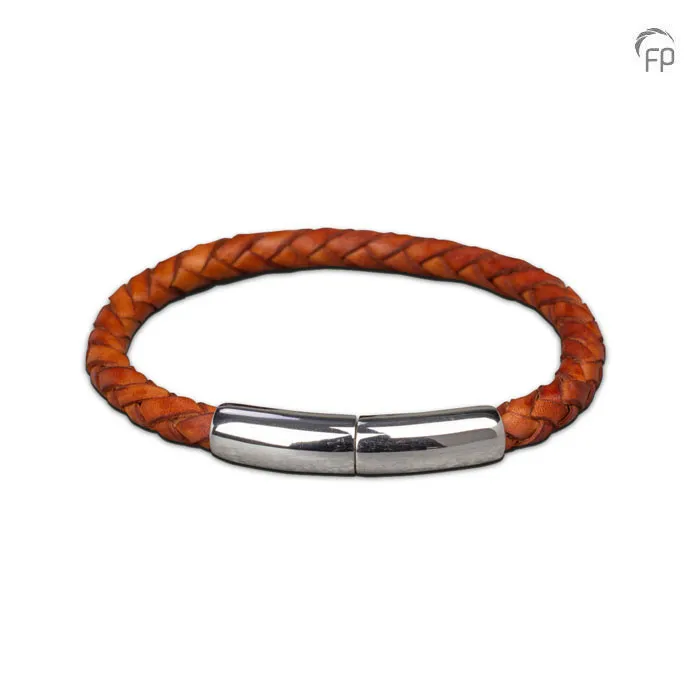 Embrace as-armband Roodoranje — gevlochten leer 0,5 cm - view 1