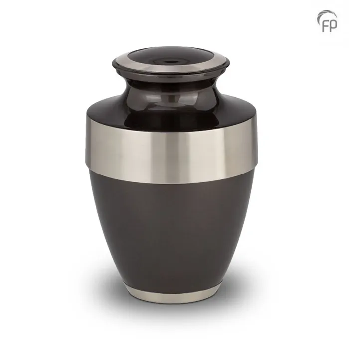 Metaal urn — donkergrijs met zilver (volwassen, Z-kleurvariant) - view 1