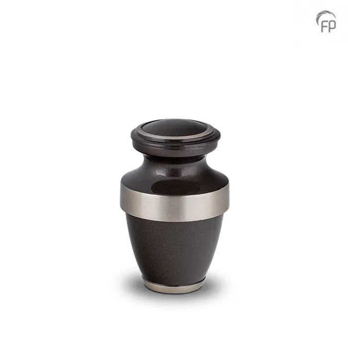 Metaal mini-urn — donkergrijs met zilver (keepsake, Z-kleurvariant) - view 1