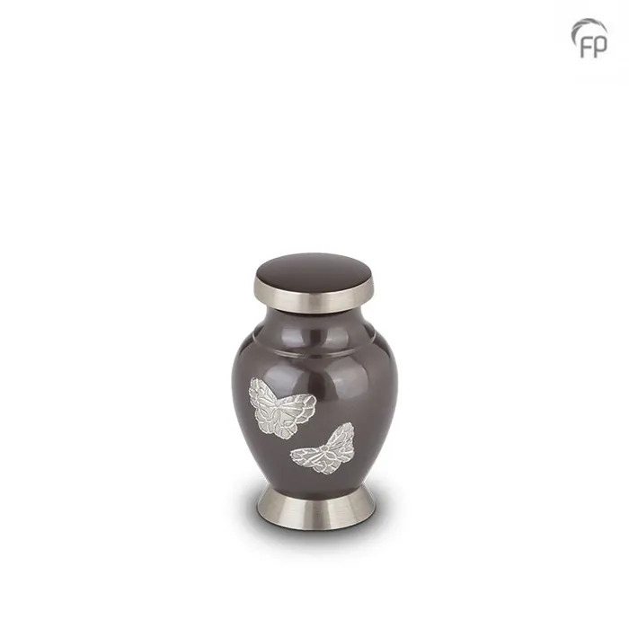 Metaal mini-urn — antraciet-grijs met zilver, glans (keepsake) - view 1