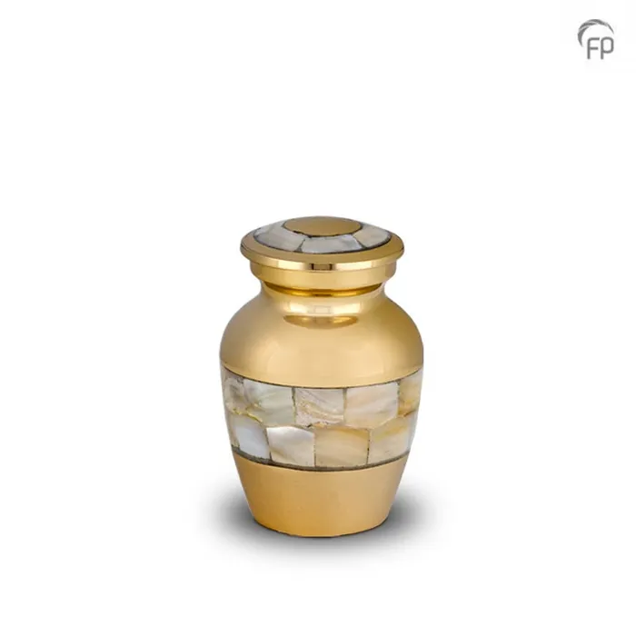Metaal mini-urn — goud met parelmoer (keepsake, niet personaliseerbaar) - view 1
