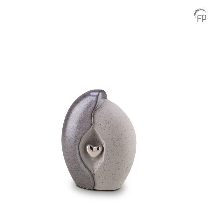 Mini-urn rechthoek — silver grey met zilver (klein) - view 1