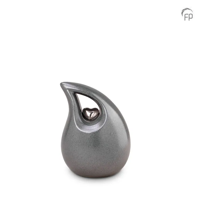 Mini-urn kubus — zilvergrijs met zilver (klein) - view 1