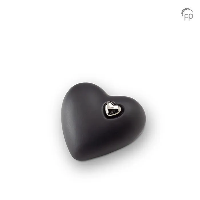Liggende mini-urn — zwart met zilver, mat (klein) - view 1