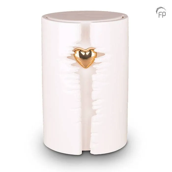 Keramische LED-urn — wit met goud, glans (volwassen) - view 1