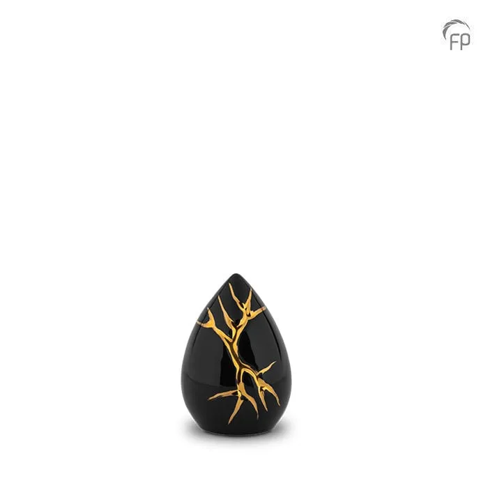 Keramische urn Kintsugi — zwart met goud, glans (volwassen) - view 1