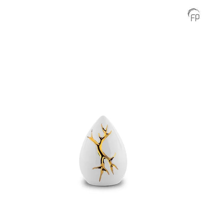 Mini-keepsake Kintsugi — wit met goud, glans (sieraad-formaat) - view 1