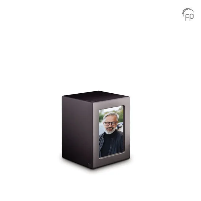 MDF urn rechthoek — zwart met fotolijst (medium) - view 1