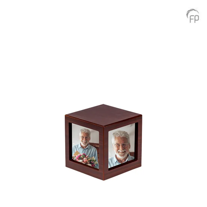 MDF urn kubus — donkerbruin met fotolijst (medium) - view 1