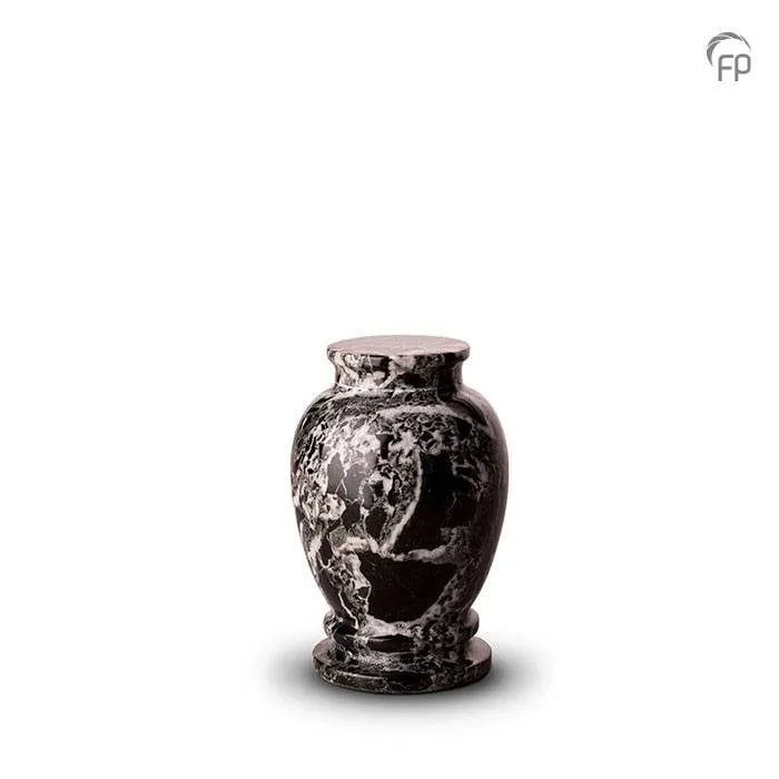 Marmeren mini-urn — zwart-wit hoogglans (keepsake slank-hoog) - view 1