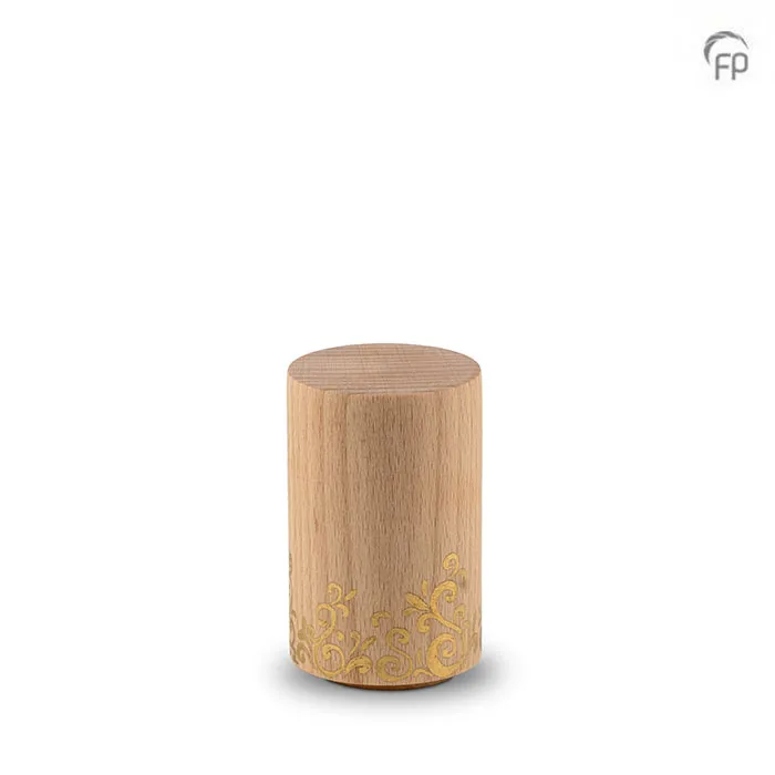 Houten keepsake — beukenhout met goud-accent (cilinder) - view 1