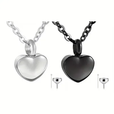 Asketting Hartje – Roestvrijstaal – Zwart of Zilverkleurig - Gedenksieraad