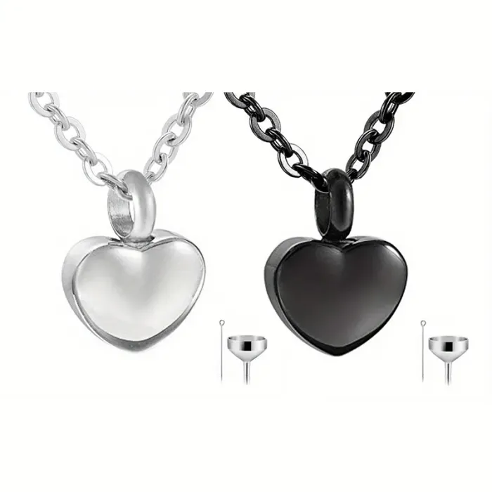 Asketting Hartje – Roestvrijstaal – Zwart of Zilverkleurig - Gedenksieraad - view 1