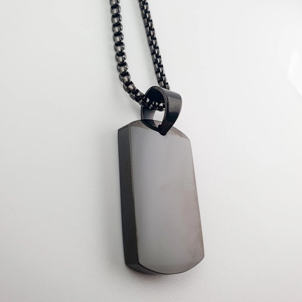 Asketting Dog Tag - Zwart - Gedenksieraad