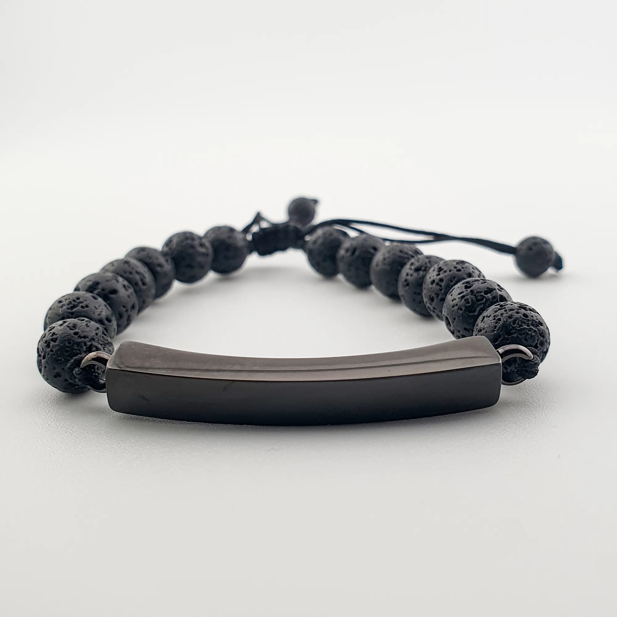 Verstelbare As Armband met Lava Kralen – Zwart - Gedenksieraad - view 1
