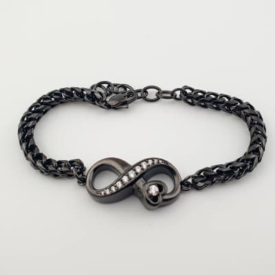 Crematie Sieraad Infinity Urn Armband Voor As | Zwart - Waardig Gedenkteken