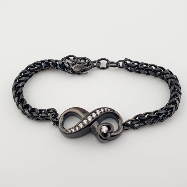 Crematie Sieraad Infinity Urn Armband Voor As | Zwart - Waardig Gedenkteken