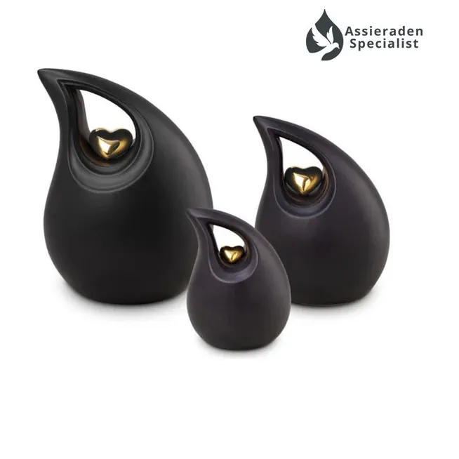 Crematie Urn Keramisch - Zwart & Goudkleurig - Urnen Volwassenen - 3.8 Liter - Waardig Gedenkteken - view 2