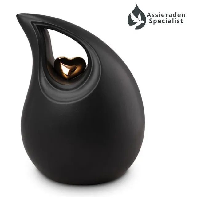 Crematie Urn Keramisch - Zwart & Goudkleurig - Urnen Volwassenen - 3.8 Liter - Waardig Gedenkteken