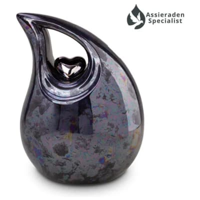 Crematie Urn Keramisch - Grijs & Zilverkleurig - Urnen Volwassenen - 3.8 Liter - Waardig Gedenkteken