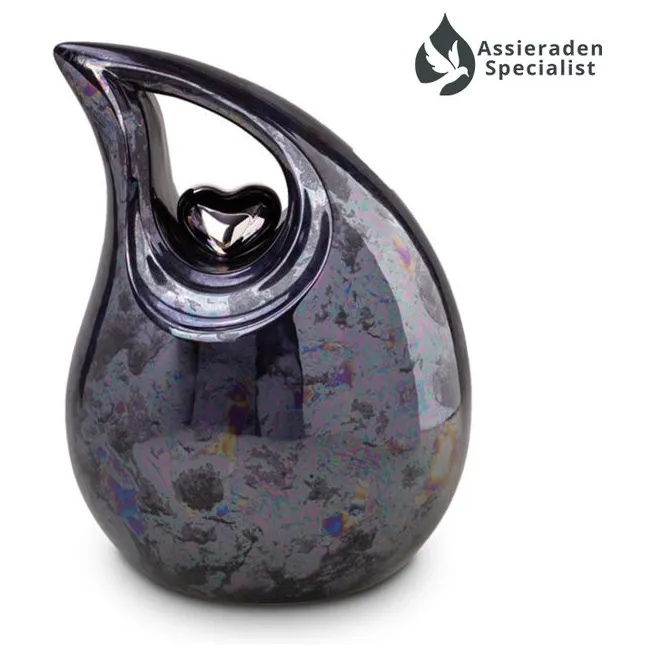 Crematie Urn Keramisch - Grijs & Zilverkleurig - Urnen Volwassenen - 3.8 Liter - Waardig Gedenkteken - view 1