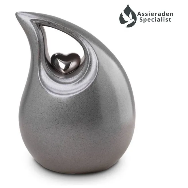 Crematie Urn Keramisch - Zilverkleurig - Urnen Volwassenen - 3.8 Liter - Waardig Gedenkteken - view 1