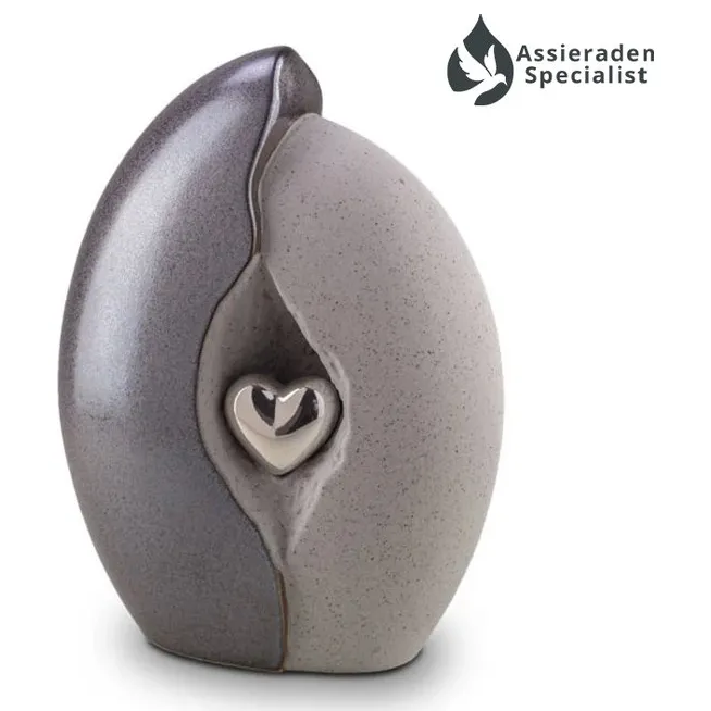 Keramische Urn - Urn Voor As Volwassen - Grijs & Zilverkleur - 3.8 Liter - Waardig Gedenkteken - view 1
