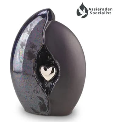 Keramische Urn - Urn Voor As Volwassen - Zwart & Zilverkleurig - 3.8 Liter - Waardig Gedenkteken