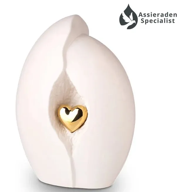 Keramische Urn - Urn Voor As Volwassen - Wit & Goudkleurig - 3.8 Liter - Waardig Gedenkteken