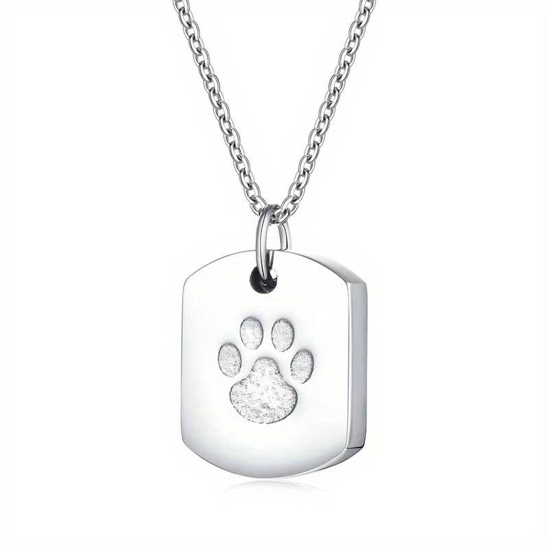 Asketting Dog Tag met hondenpoot - Zilverkleurig - view 1