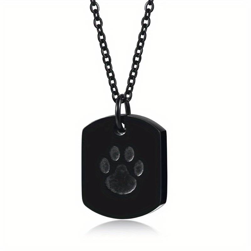 Asketting Dog Tag met hondenpoot - "Trouwe Poot" - RVS Zwart - view 1
