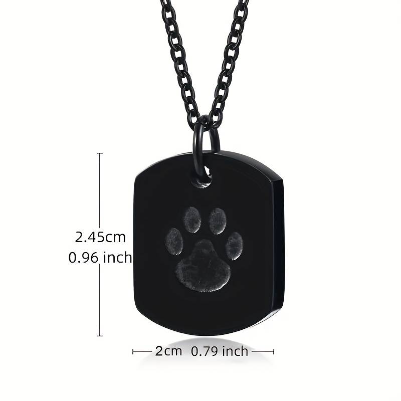 Asketting Dog Tag met hondenpoot - "Trouwe Poot" - RVS Zwart - view 2
