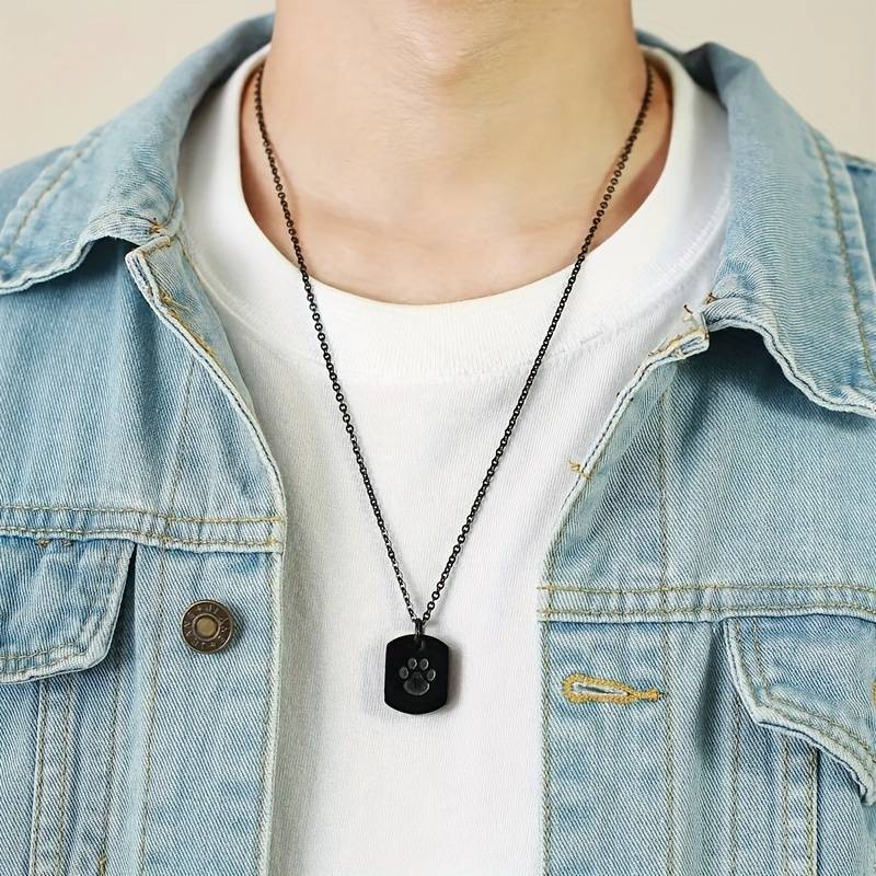 Asketting Dog Tag met hondenpoot - "Trouwe Poot" - RVS Zwart - view 5