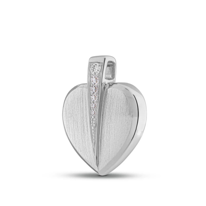 Hartvormige Ashanger - 925 Sterling Zilver - Subtiele Steentjes - view 1
