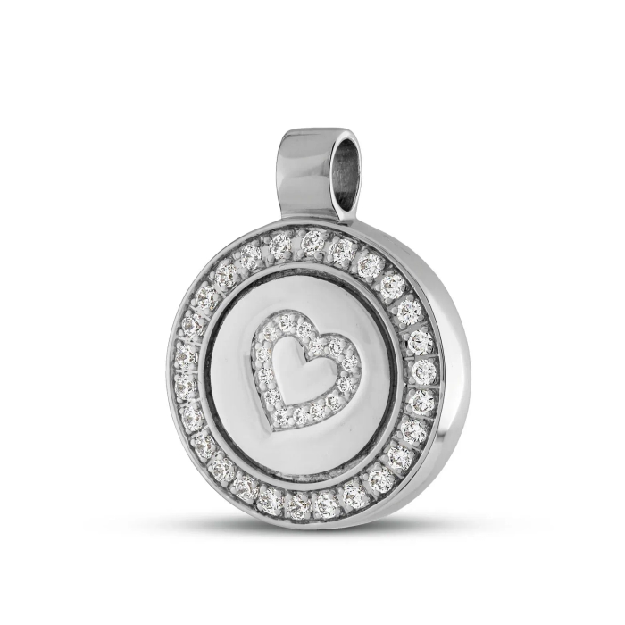 Ronde Ashanger met Hart - 925 Sterling Zilver - Gedenksieraad - view 1