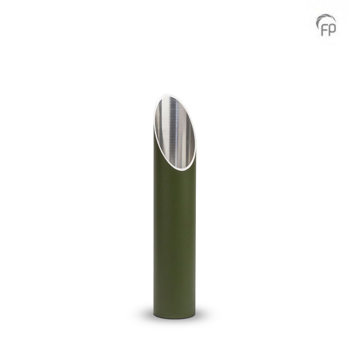 Tuinornament-urn olijfgroen — aluminium kolom (klein) - view 1