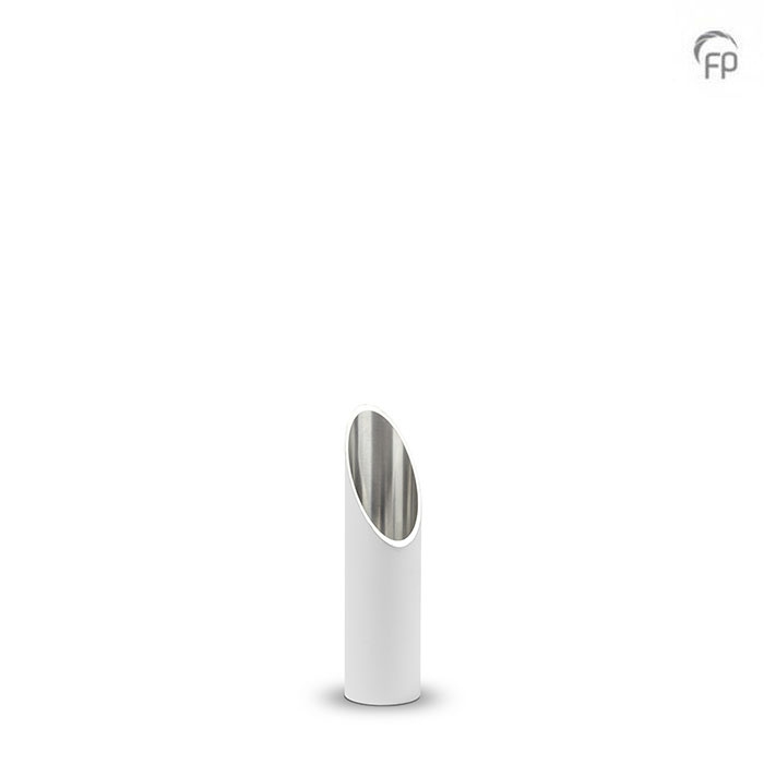 Mini-urn kaarshouder wit — aluminium pilaar (medium) - view 1