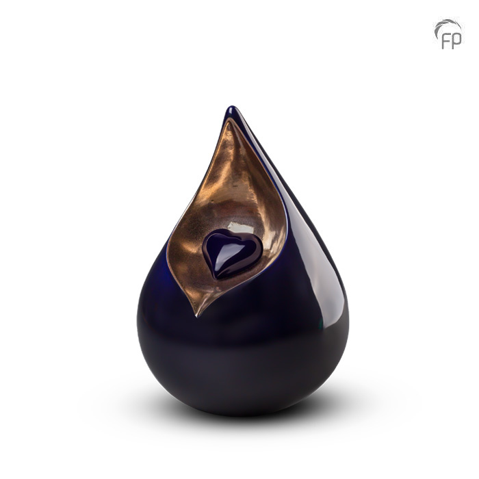 Keramische urn Celest — kobaltblauw met goud (medium) - view 1