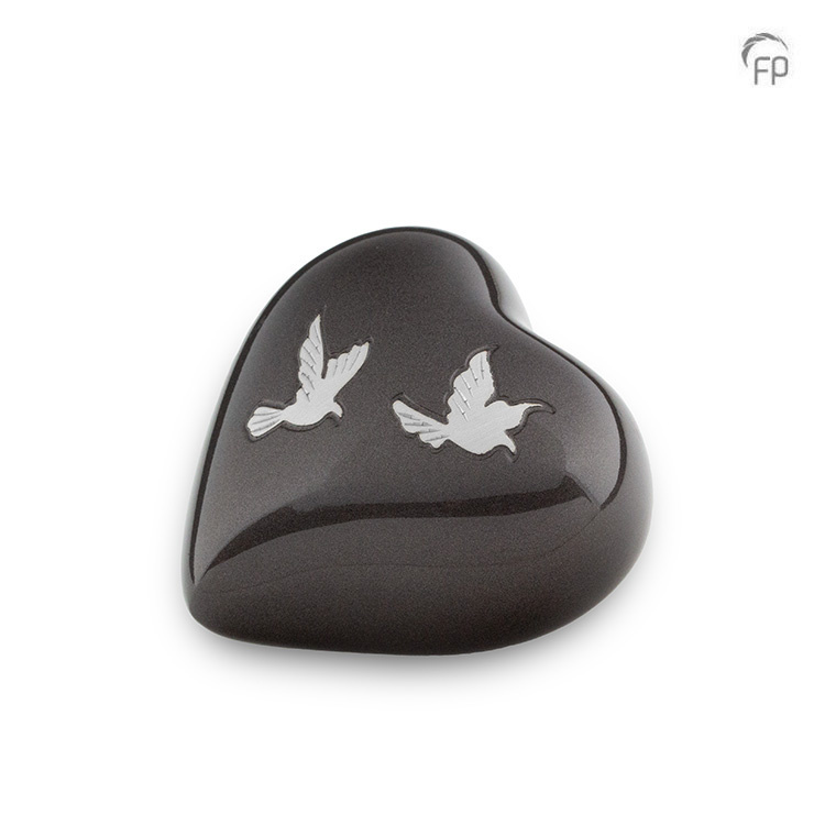 Mini urn hartvorm — antraciet met zilver (keepsake) - view 1