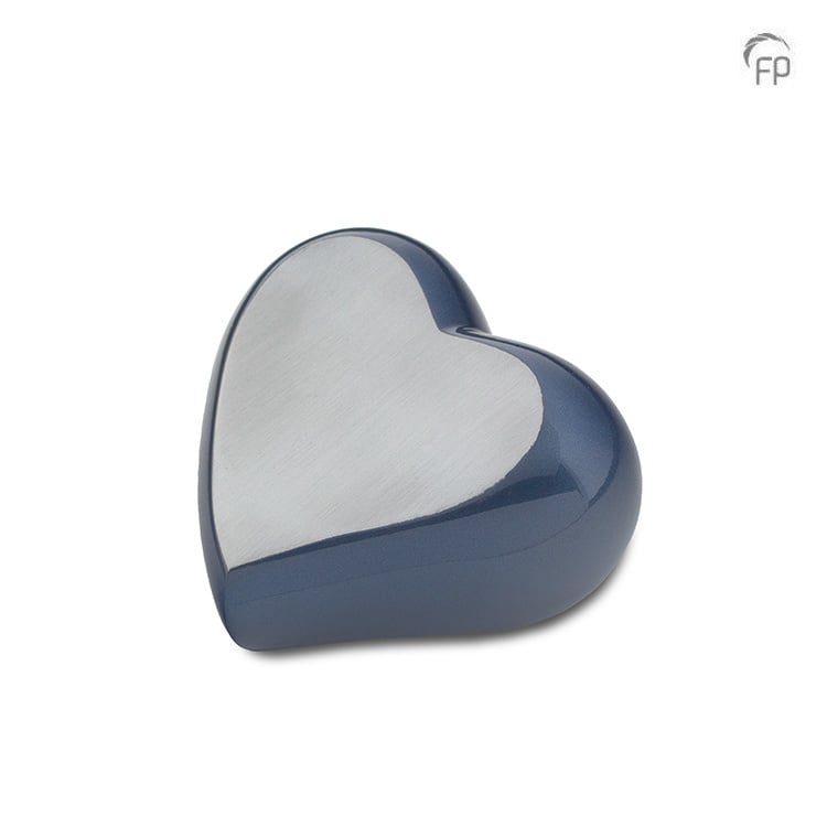 Mini urn hartvorm — nachtblauw met zilver (keepsake) - view 1