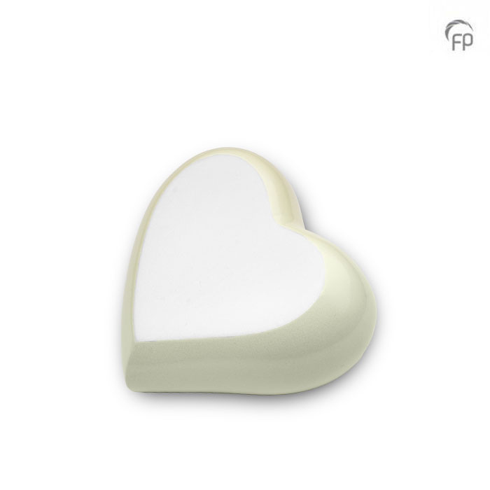 Mini urn hartvorm — ivoor en wit (keepsake) - view 1