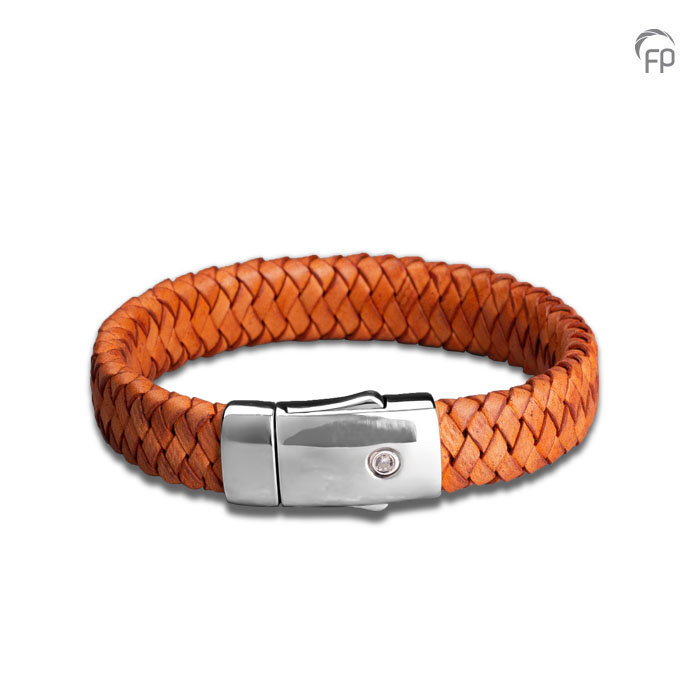 Embrace as-armband Roodoranje — gevlochten leer (zwaar) - view 1