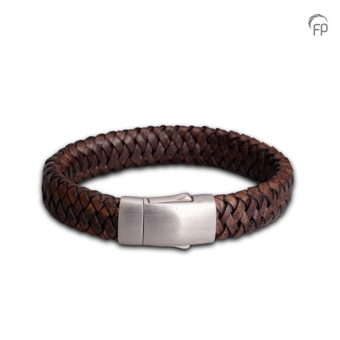 Embrace as-armband Donkerbruin — gevlochten leer 1,2 cm - view 1