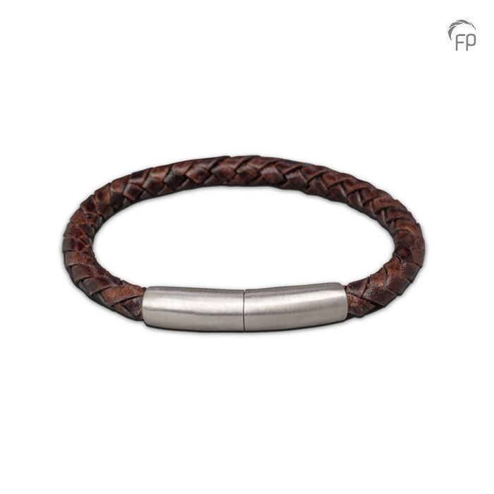 Embrace as-armband Donkerbruin slank — gevlochten leer 0,5 cm - view 1